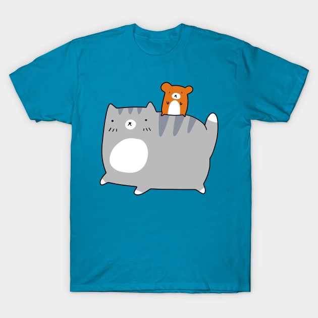 Blue Tabby Cat and Hamster T-Shirt by saradaboru